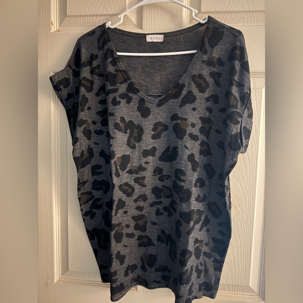 Gray Leopard Print Women's Top